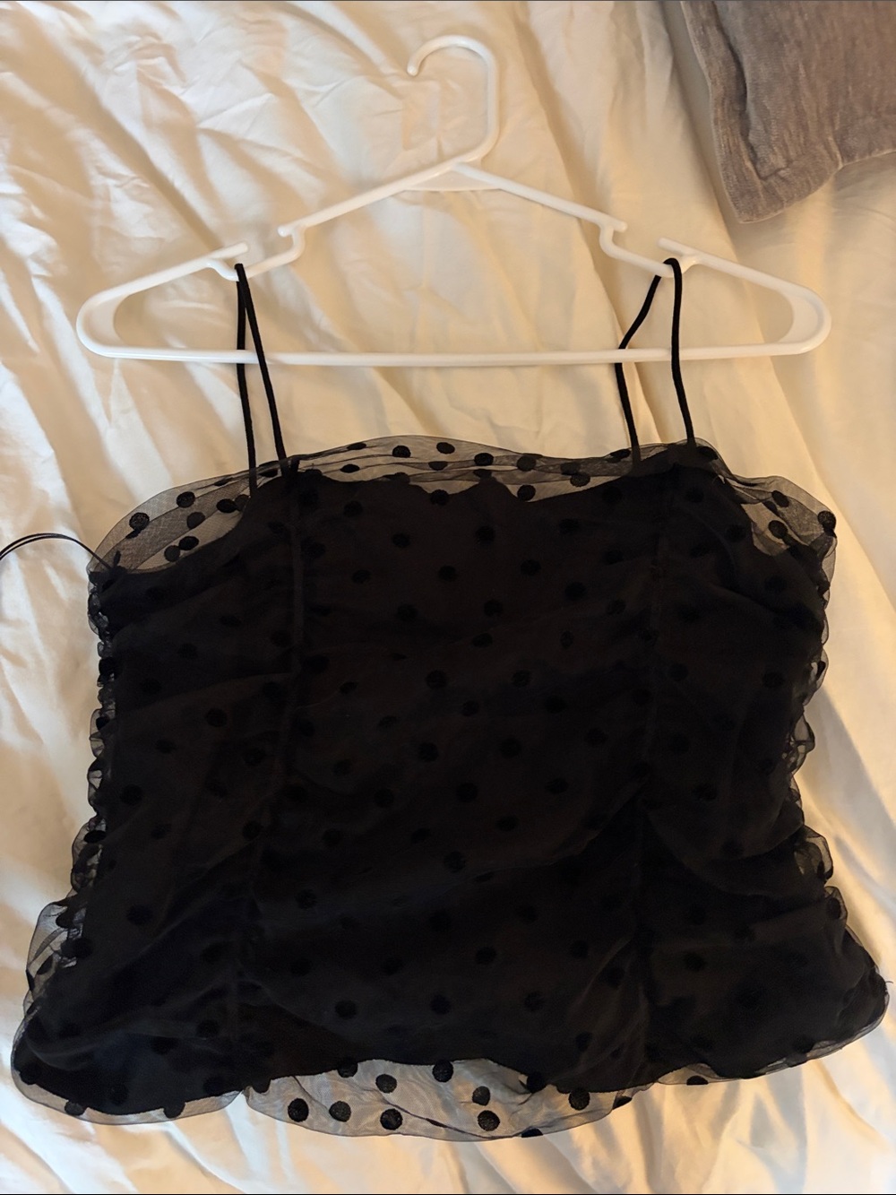 Cynthia Rowley Black Sheer Polka Dot Spaghetti Strap Camisole